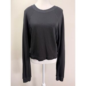 NUX Los Angeles Womens Black Raglan Sleeve Crew Neck Activewear Sweatshirt S